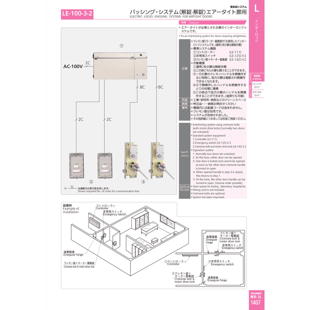 LE-100-3-2 パッシング・システム（解錠-解錠）エアータイト扉用