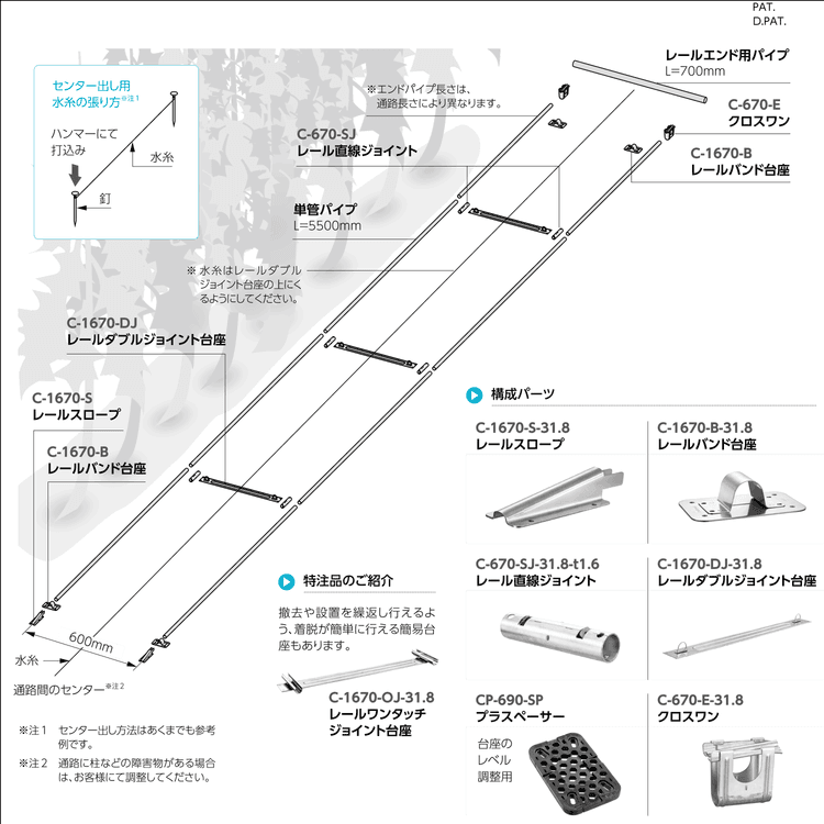 318-system 単管パイプレールシステム［φ31.8レール］