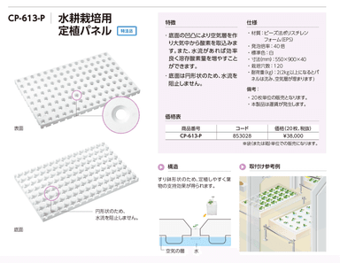 水耕栽培用定植パネル シリーズ